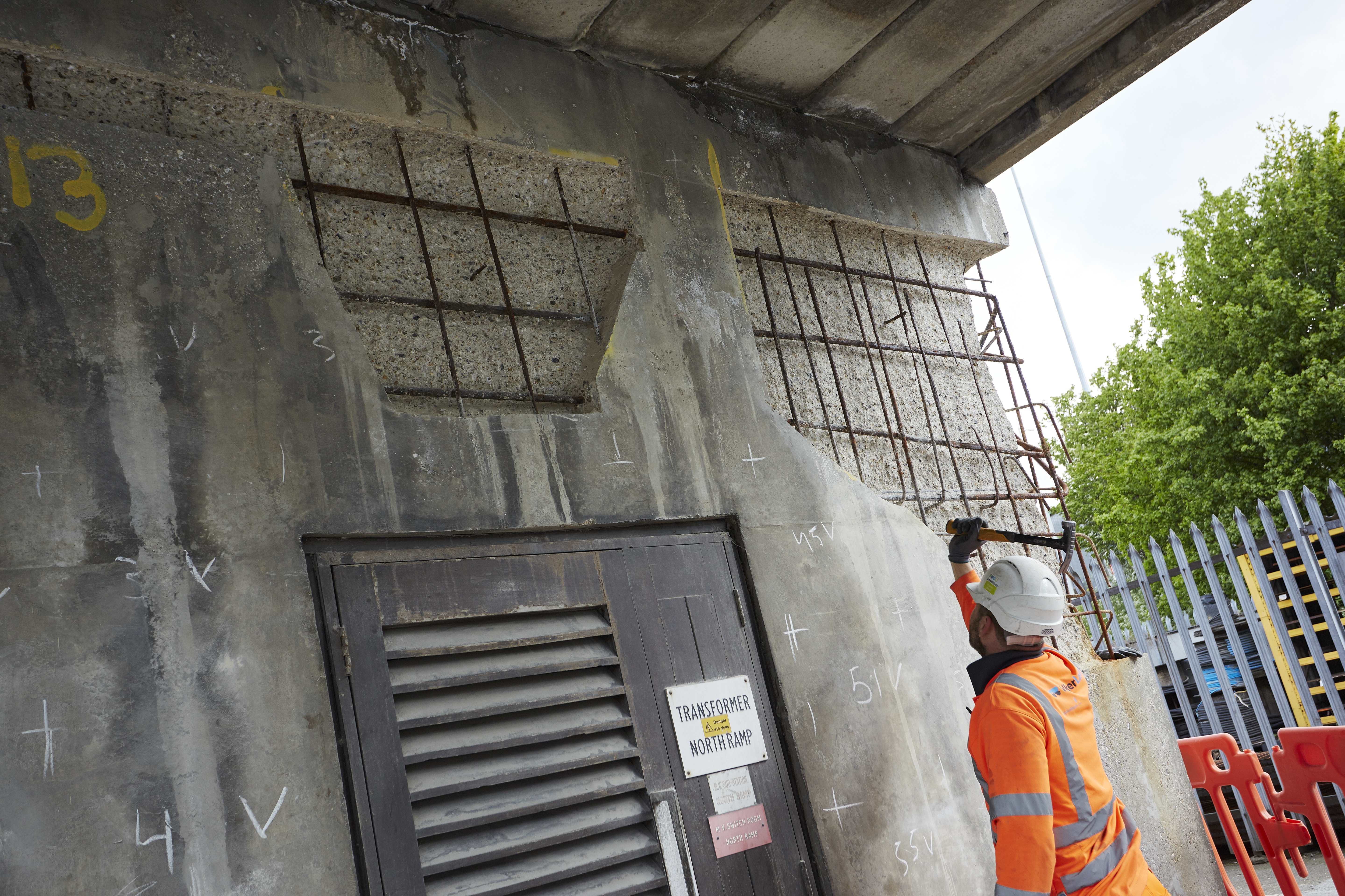 Concrete repair works being undertaken