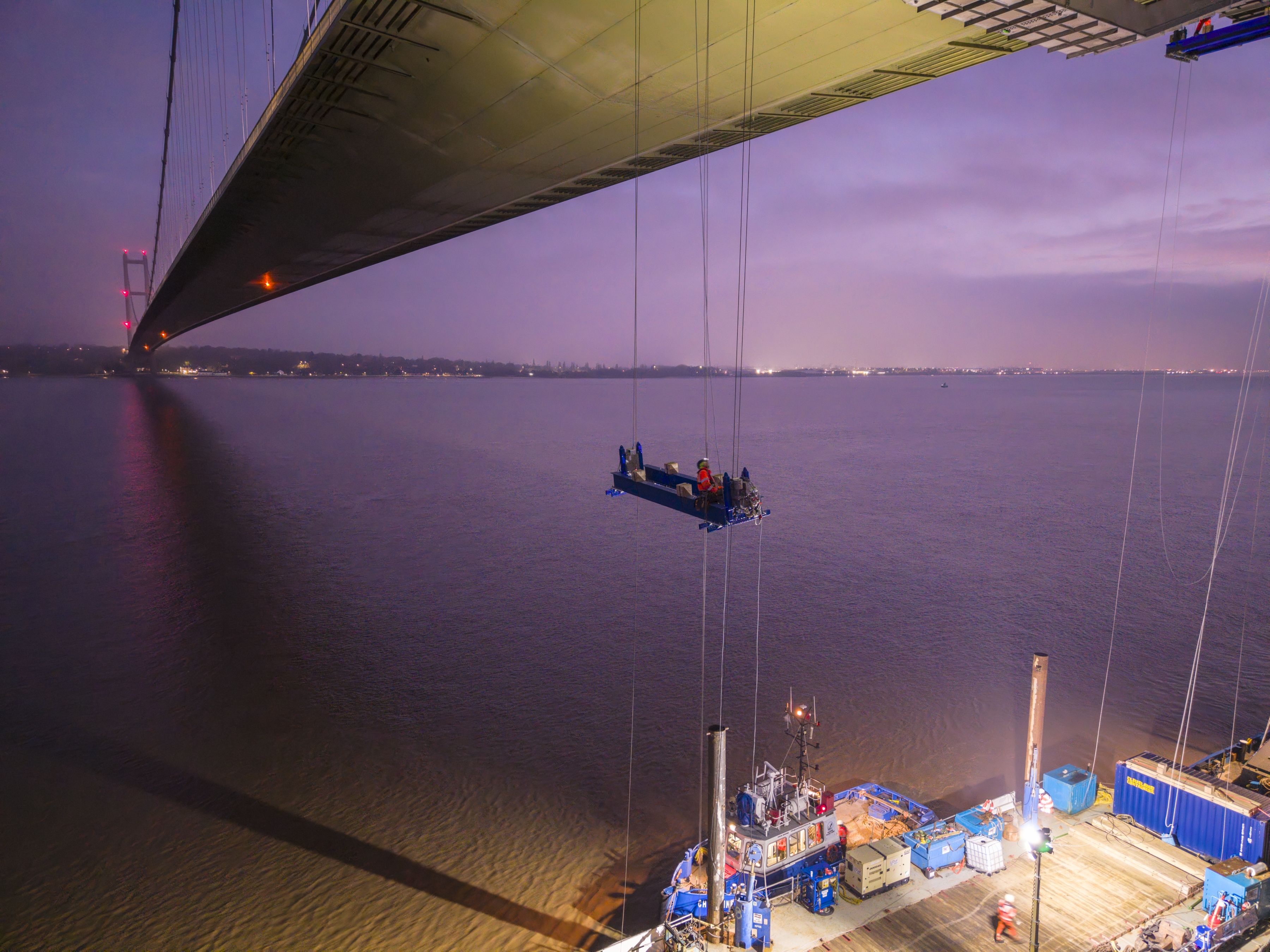 Construction underneath Humber Bridge