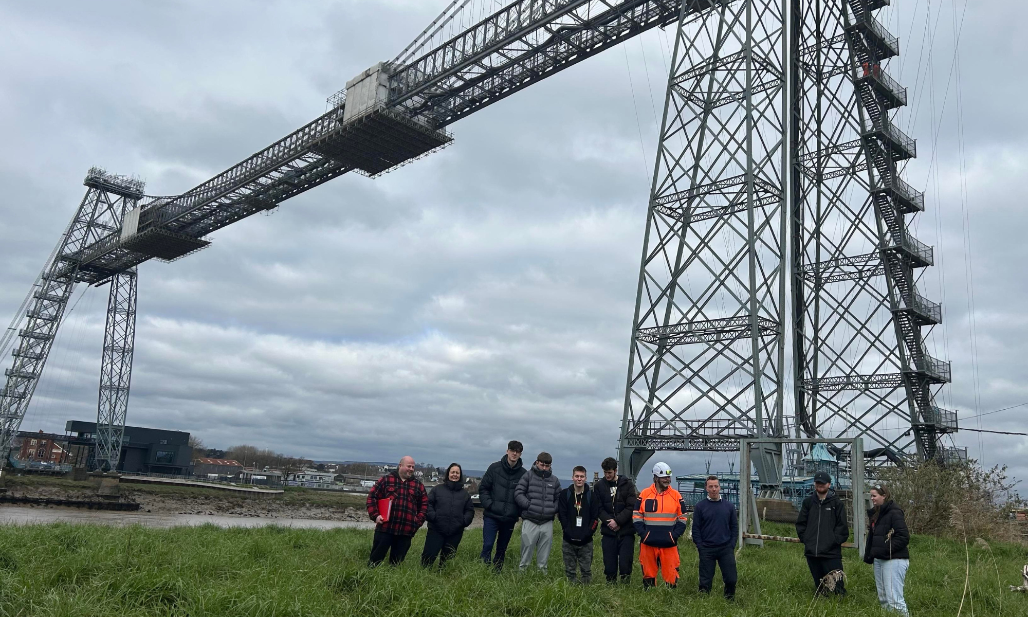 Students visiting Newport Transporter Bridge